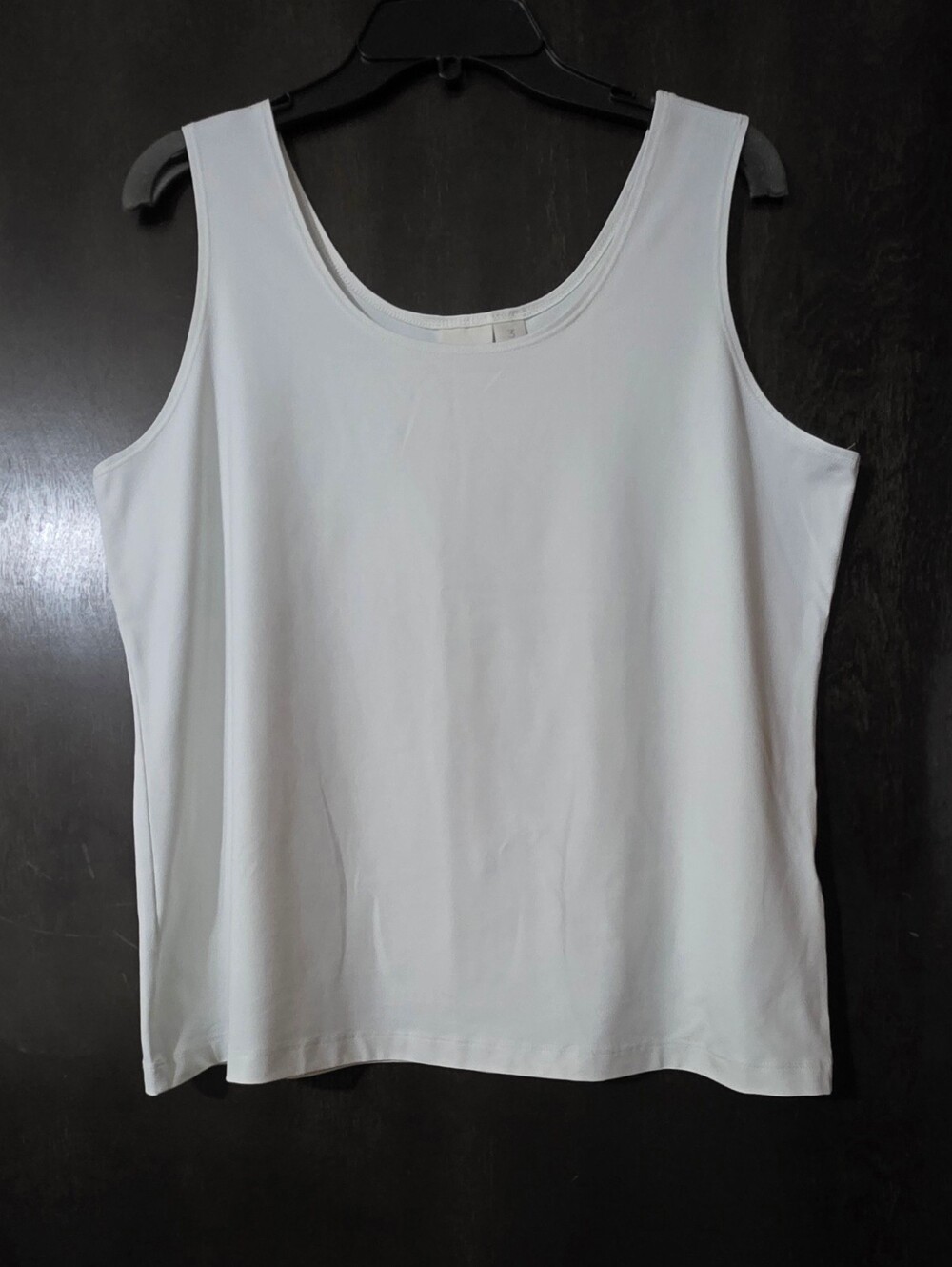 💢4For$20 Chico's Ivory White Scoop Neck Tank Top Stretch Layering Style Size 3